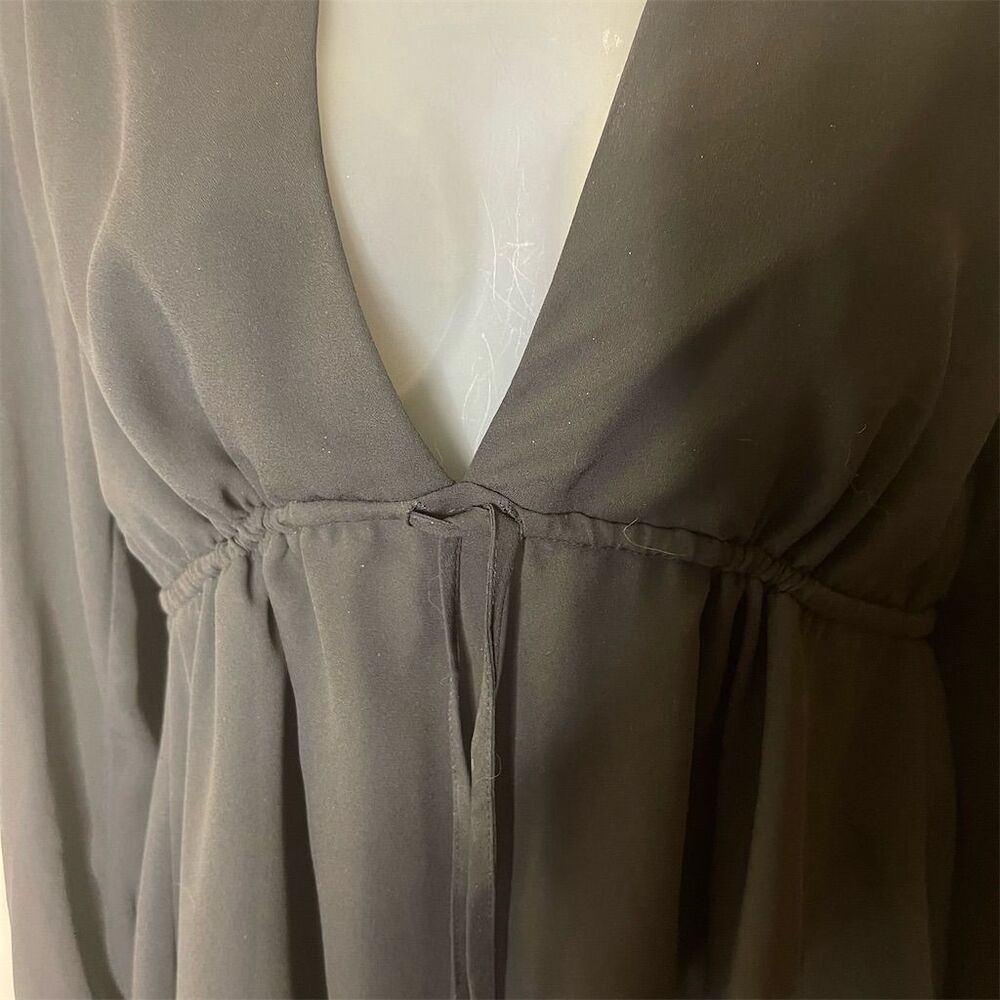 TOBI Women's Black Long Sleeve V-Neck Dress Size S Elegant Short - Picture 5 of 9